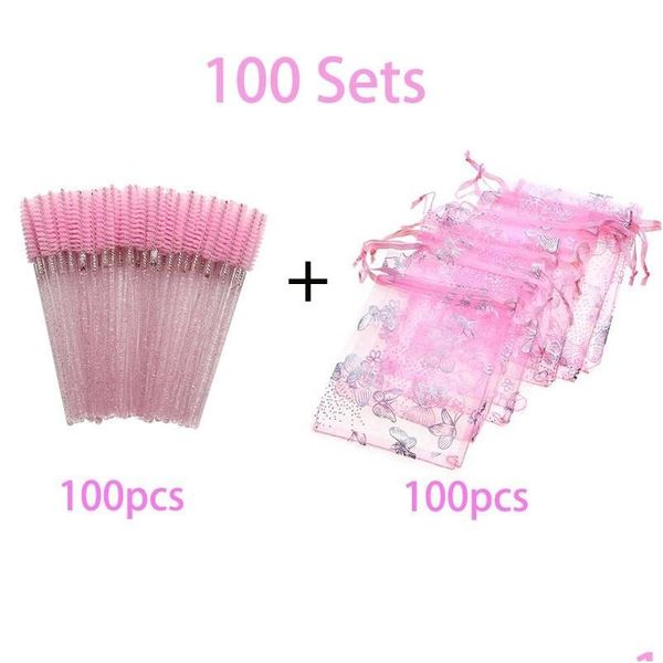 Faux Cils 300/200/100/50 Ensembles Sac de cils rose Colorf Butterfly Eye Lashes Emballage Boîte Beauté Cadeau Baggies Gros Lash Dr Dh8GR