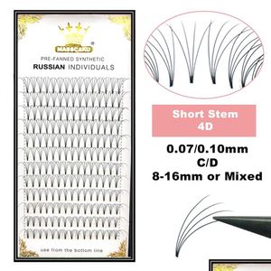 Faux cils 3D/4D/5D/6D/10D cils préfabriqués larges éventails cils à tige courte Volume russe Extensions de cils Faux vison goutte livrer Dhoou