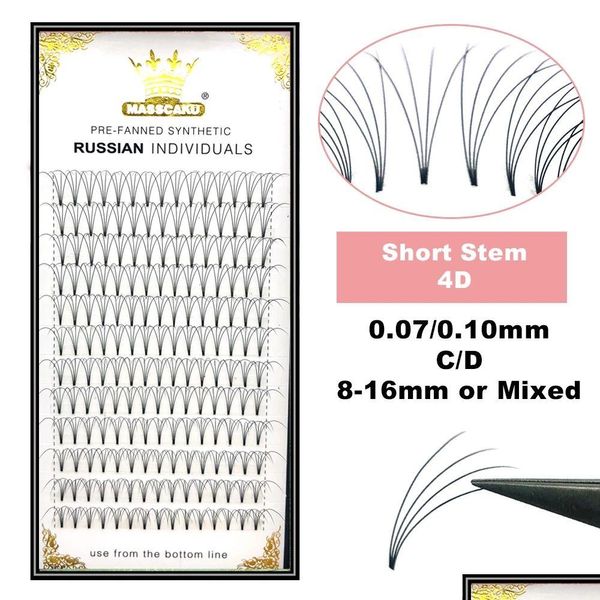 Pestañas postizas 3D / 4D / 5D / 6D / 10D Pestañas prefabricadas Ventiladores anchos Tallo corto Volumen ruso Extensiones de pestañas Faux Mink Drop Entrega Salud Dho8U