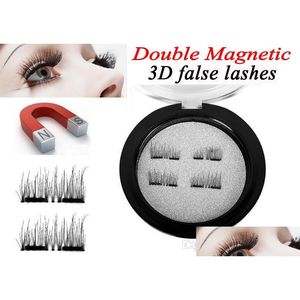 Faux Cils 3D Double Magnétique Beauté Naturelle Sans Colle Réutilisable Faux Cils Extension Outil De Maquillage À La Main Drop Delivery Healt Dh7Fk