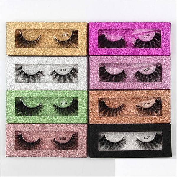 Pestañas postizas 3D Individual Eye Lash Packaging Box Hecho a mano Natural Black Cotton Stalk Makeup Eyelash Pack Drop Delivery Health Be Dhux1