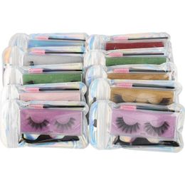 Faux Cils 3D Lash Color Package Box avec recourbe-cils et petite brosse épaisse maquillage naturel kit d'extensions de cils en gros Dhvnd