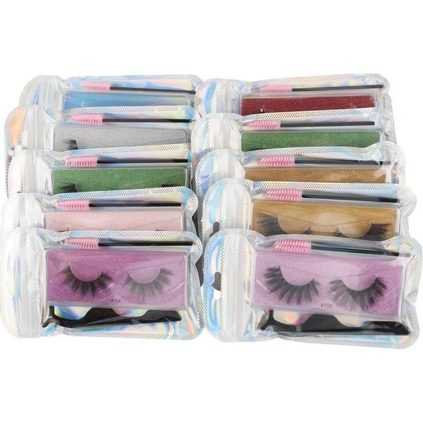 Faux Cils 3D Lash Color Package Box avec recourbe-cils et petite brosse épaisse maquillage naturel kit d'extensions de cils en gros Dhvnd