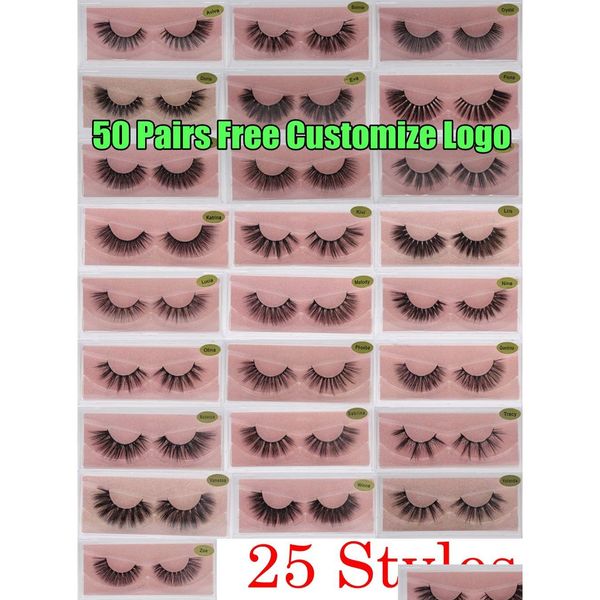 Pestañas postizas 3D Mink Faux Patillas naturales Magno suave MAPETA DE MAPITACIÓN FALSA Eyelo de ojo Falso Customizar Drop entrega Salud Belleza Ojos de belleza Dh0zl