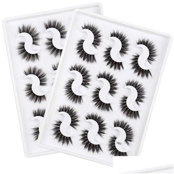 Faux Cils 3D Vison Lashes Boîtes Cils Emballage 9 Paires Maquillage Naturel Drop Delivery Santé Beauté Yeux Dha94