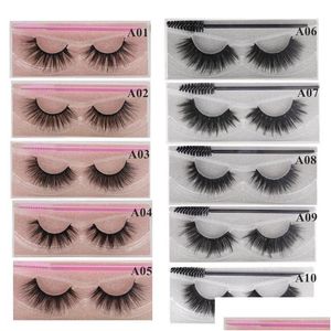 Faux cils 3d vison avec une brosse arasa ensemble fausse fausse cils naturels naturels épais longs lash œil pack trame kit de cils wispy exten dhkuc