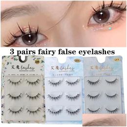 Valse Wimpers 3Pairs Fee Cosplay Manga Wimpers Verlenging Nertsen Cross Cluster Onzichtbare Band Curling Vrouwen Make-up Drop Levering Dhfc7