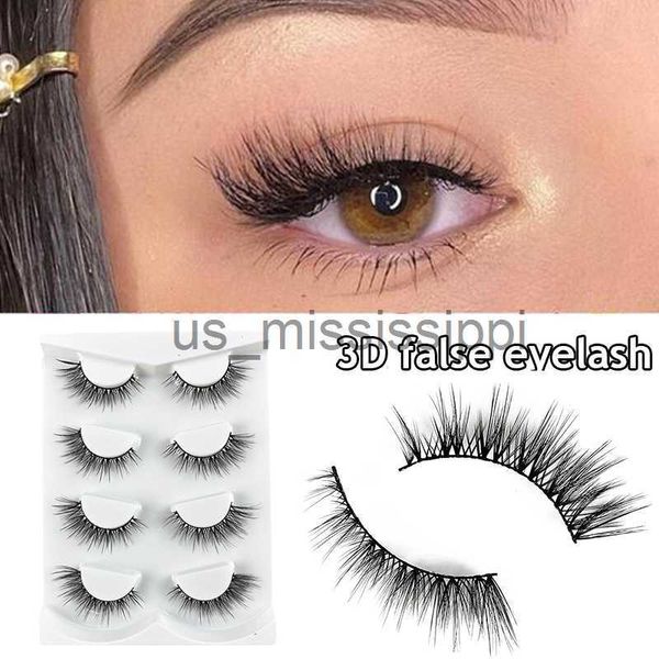 Faux-cils 4 paires d'extension de cils naturels faux cils croisés longs cils ailés fin des yeux allongés gros cils Lolita cils x0830