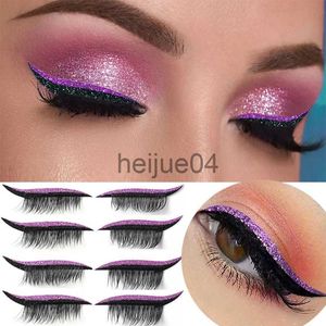 Valse wimpers 4 paar eyeliner Valse wimpers sticker Herbruikbaar waterdicht Langdurig zelfklevend Roze ooglidsticker Glanzend Gemakkelijk oogmake-up x0802