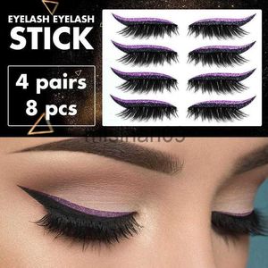 Faux Cils 4 Paires Faux Cils Eyeliner Autocollant Auto-Adhésif Yeux De Chat Bandes Réutilisable Étanche Brillant Eyeliner Autocollants Outils De Maquillage J230717