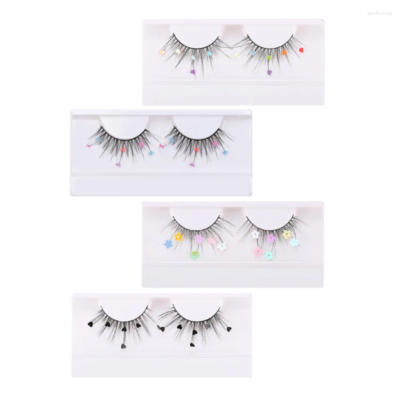 False Eyelashes 4 Pairs Lashes Sequin Butterflies Glitter Extensions Fluffy Sequins
