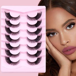 False wimpers 5/7 paren Cat Eye Lashes Fluffy Volume Mink Winged End langwerpig 3D Dikke nep wimper