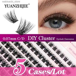 Faux-cils 5 cas/lot de mascara YUANZHIJIE longueur mixte 8-15mm segmenté faux mascara naturel long délicat dérouler oeil noir cils cluster24327