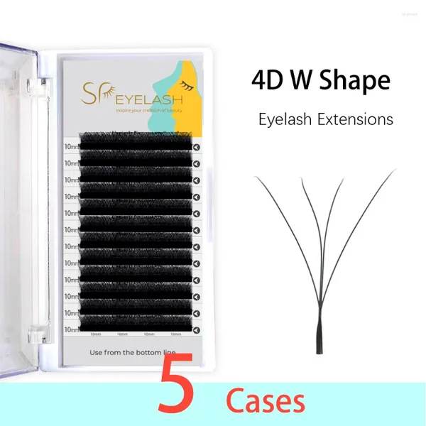 Pestañas postizas 5 cajas SPeyelash 4D W Forma Pro Max Volumen prefabricado Fans Extensiones de pestañas Paquete Clover Bloom Autofan Mesh