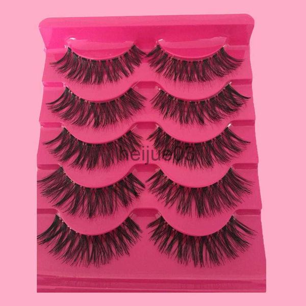 Pestañas postizas 5 pares Pelo de visón 3D Pestañas postizas Maquillaje tenue Hecho a mano Grueso Natural Cruz Pestañas postizas largas Maquillaje de ojos Extensión de belleza x0630