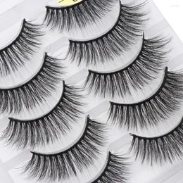 Faux cils 5 paires 3D SKONHED naturel long maquillage fait à la main épais faux cils femmes grands yeux cils Extensions outils de beauté