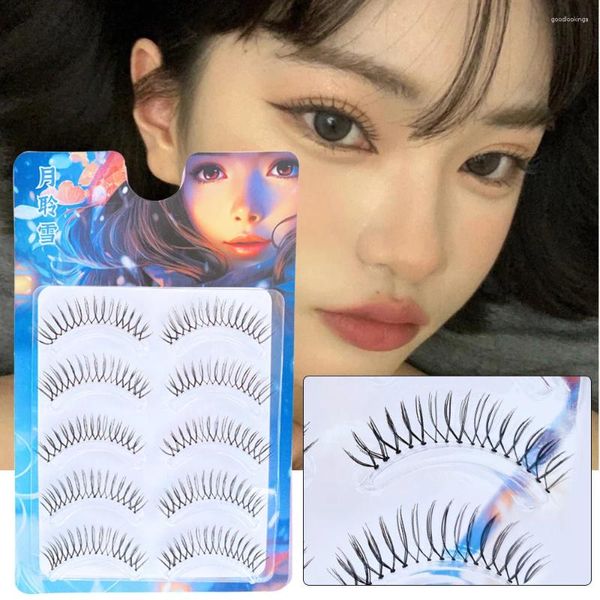 Faux cils 5 paires coréennes en forme de U Tiche transparente artificielle complète outil de maquillage de maquillage pour les yeux