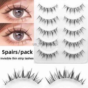 Faux-cils 5 paires de cils Manga cils vaporeux faux cils maquillage thaïlandais faux cils invisible bande mince Extension de cils naturels doux x0830