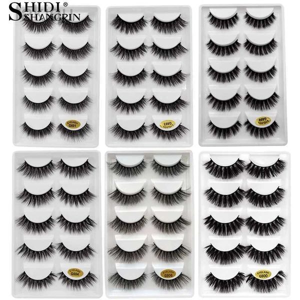 Faux cils 5 paires de cils de vison 3D Multi Pack Faux cils faits à la main Fluffy Longs duvets à coiffure Natural Makeup Natural Eye Tools G806 D240508