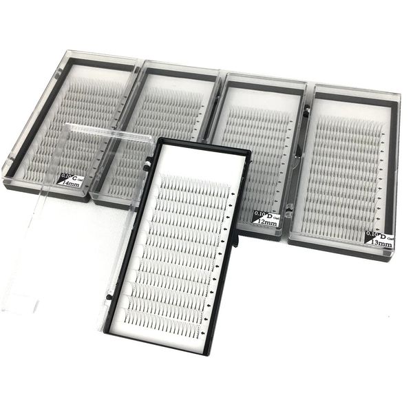 Pestañas postizas 5 bandejas/lote tallo largo volumen ruso de alta calidad pestañas de visón sintético extensiones de pestañas 3D hechas a mano ventiladores prefabricados individuales naturales 231031