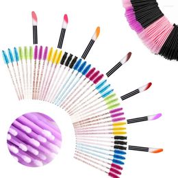 Faux-cils 50 pièces pinceaux de maquillage jetables brosse à sourcils Mascara baguettes applicateur outil d'extension de cils poignée en diamant recourbe-cils