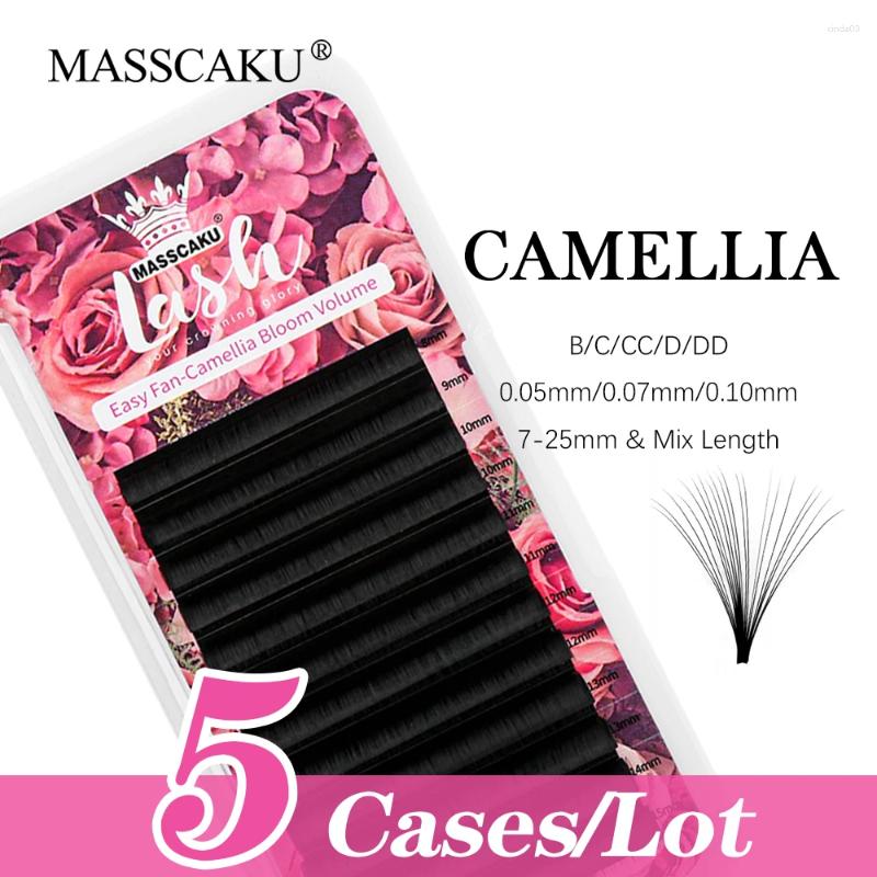 False Eyelashes 5cases/lot MASSCAKU High Quality 0.05/0.07/0.10mm C D Curl 8-20mm And Mixed Length Auto Flowering Rapid Blooming Lashes