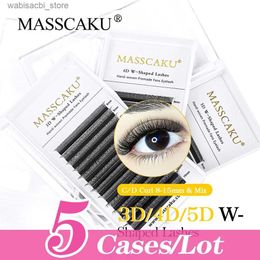 Faux-cils 5cas/lot MASSCAKU W V Y forme russe Volume cils 3D 4D 5D 6D trèfle noir individuel faux cils Extensions plateaux24327