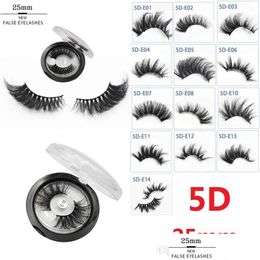 Pestañas postizas 5D 25Mm Faux Mink Hair Lashes Wispy Fluffy Soft Thick Cross Hecho a mano Extensión falsa Maquillaje Drop Delivery Health Beau Dh46Q