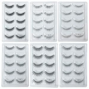 False wimpers 5pairs mink Invisible Band Lash Extension Natural Cross Cluster Fairy 3d Faux Big Eye Long Nep Lashes 231024