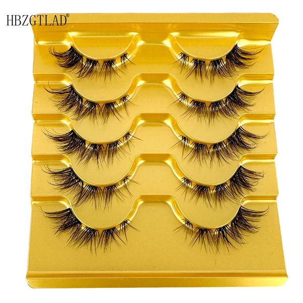 Pestañas postizas 5 pares Visón Banda invisible Lash Natural Cross Cluster Fairy 3D Faux Big Eye Long Fake Lashes 231017