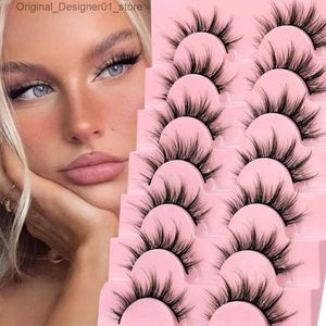 Faux cils 7 paires de cils naturels 3D Natural Fluffy et Doux Crossed Comics Cousshes Slim Extensions de cils naturels Cosmetics Q240425