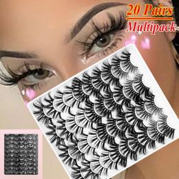 Faux cils 8/20 paires exagérés épais cils noirs 3D Faux vison mélangé dramatique long vaporeux moelleux maquillage extensionFalse Harv22