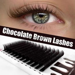 Valse wimpers Abonnie Chocolade Donkerbruin Wimperverlenging Individuele Mink Russische CD 815mm MIX Valse wimpers Volume Make-up Wimpers x0802
