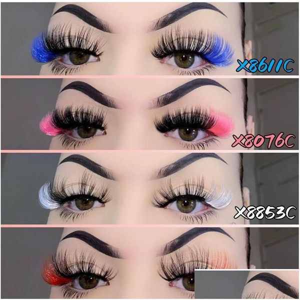 Pestañas postizas Asiteo 3D Color Lashes 1520Mm Ombre Color Natural Long Colorf Maquillaje dramático Fake Faux Mink Lashfalse Drop Delive Dhq3S