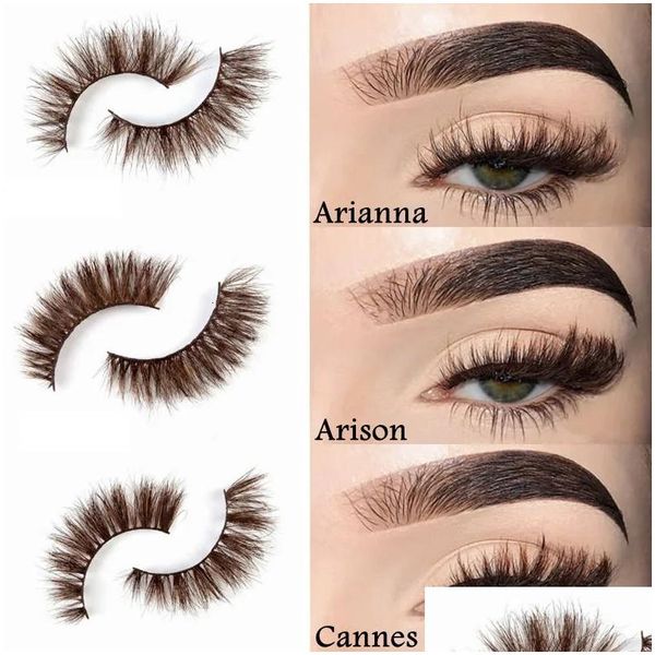 Faux de cils Asiteo 3d Real vison cils en gros de couleur marron naturel