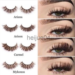 Pestañas postizas Asiteo New Mink Fur 3D Lashes Oamber Classic Color Natural Long Fluffy Daily Stage Show Pestañas postizas marrones Arianna x0802