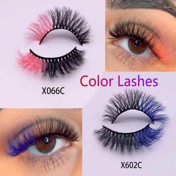 Faux cils Asiteo vente en gros couleur cils vison 3D faux cils naturel 25mm couleur cils fête maquillage Kit coloré