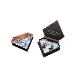 Valse wimpers Blue Money Lash Boxes Groothandel Natuurlijke 3D Mink Lashes met doos Apply Logo Diamond Shape Wimpers Packaging Gratis Trayfals