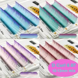 False wimpers Blue Purple Pink Ombre 0,07 Lash Extensions Faux Mink Easy Fan Lashes Volume Mega Blooming Fans wimperverlenging