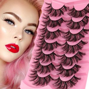 False wimpers Cat-Eye Fluffy Faux Mink Lashes Pieky Lashes 7 Paren Pack dramatisch lang dik volume nep oog lag multipack