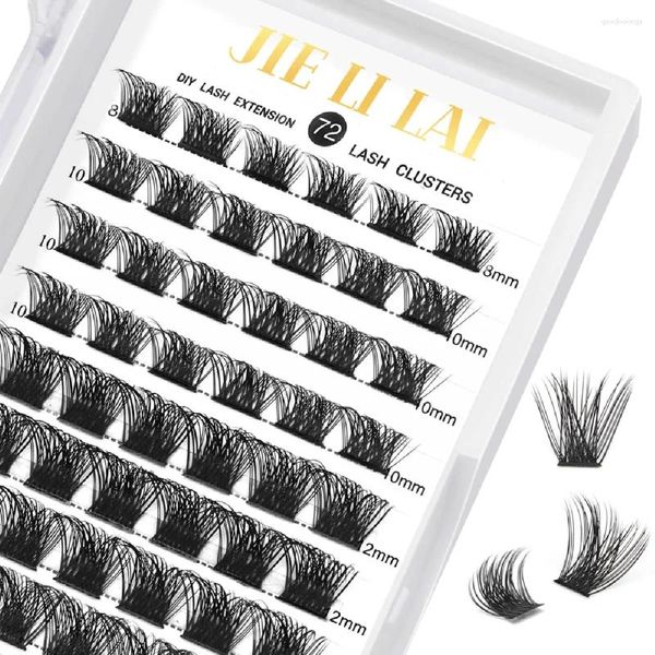 Faux-cils en grappes, 72 pièces, Extensions de cils individuelles, Kit d'extension de cils duveteux et vaporeux, réutilisable