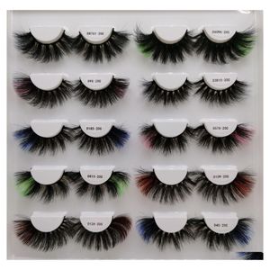 Valse wimpers kleur wimper faux mink 3d nep wimpers natuurlijke lang gekleurde wimper feest make -up kit colorf oog drop levering gezondheid zijn dho9h