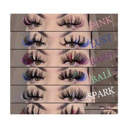 Faux Cils Couleur Cils Vison 3D Faux Cils Naturel Long 25Mm Coloré Lash Party Kit De Maquillage Colorf Eye Dhs Drop Delivery Healt Dhmgt