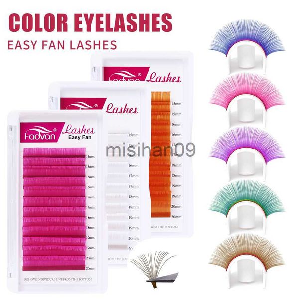 Extension de cils de couleur de faux cils 1 cas Easy Fan Volume Lashes Blue Red Eye Lash Extension Blooming Lashes Easy To Make Fan FADVAN J230717