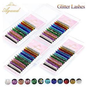 Faux Cils Couleur Glitter Extension De Cils Diamant Brillant Coloré Volume Russe Fans De Cils Individuels Pour Fournitures De Maquillage