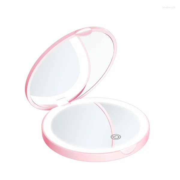 Faux cils Logo personnalisé pliant miroir de maquillage LED rechargeable portable poche compacte éclairée