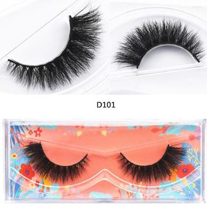 False wimpers D101 Mink Lash Weerwijmedium Volume 3d 15 mm Wimpers Flare Natuurlijke lange nep katoenen band Make -up