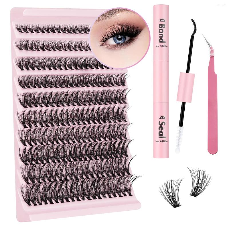 Falska ögonfransar DIY Lash Extension Kit 40D Enskilda fransar Kluster Eyelash med Bond och Seal Remover Applicator