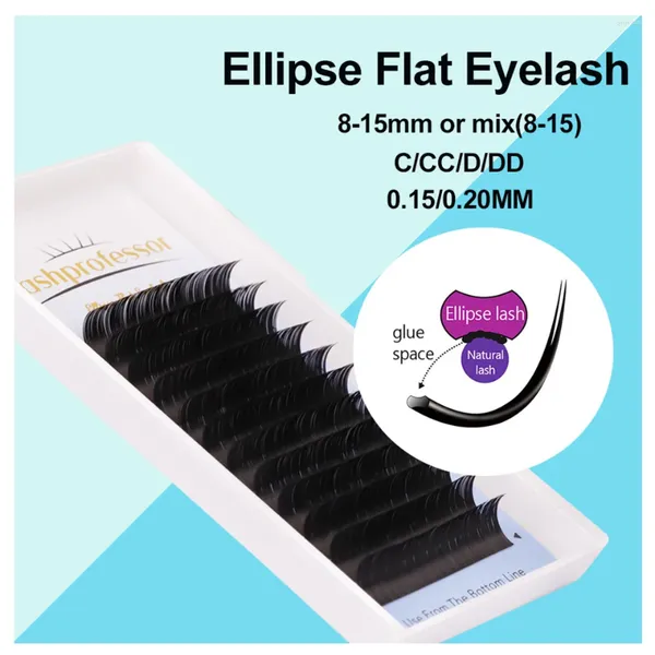 Pestañas postizas Elipse Pestañas planas Puntas dobles divididas C CC D DD 0,15 mm 0,20 mm Maquillaje mate Peso ligero Individual Faux Mink Lash Supply