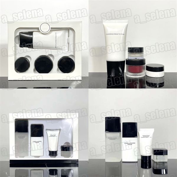 Ensemble de soins de la peau de taille mini Kits de voyage de marque crème pour les yeux 5 ml + visage 15 ml + baume à lèvres 5 g + mousse nettoyante 30 ml / essence liquide 40 ml lotion 30 ml